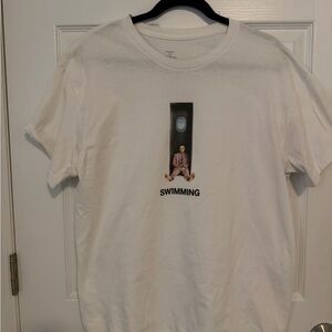 White Graphic T-Shirt with Swimming Design